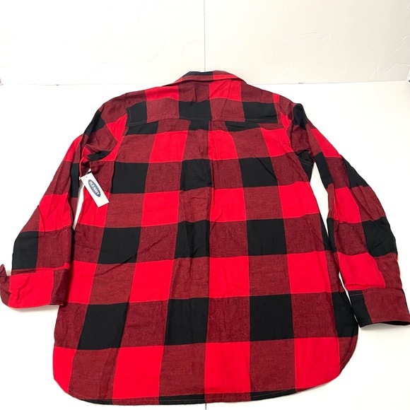 NWT Old Navy Flannel Shirt Women's  Red Black Plaid Button Up Long Sleeve Size M - Picture 3 of 6